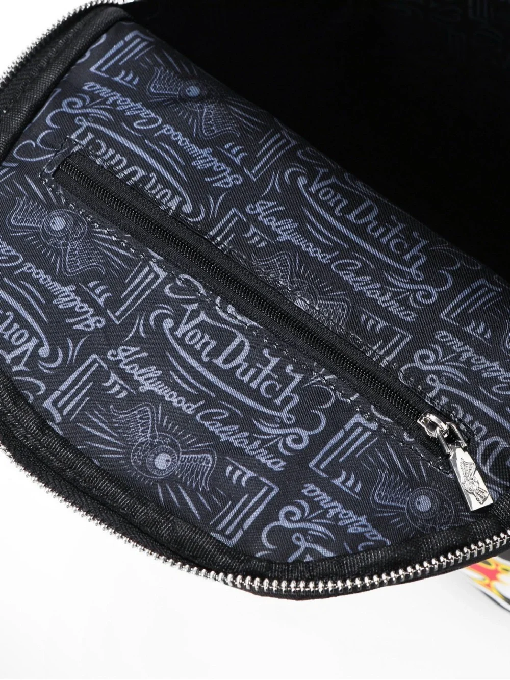 Von Dutch Black Mini Backpack with Multicolor Sticker Graphics